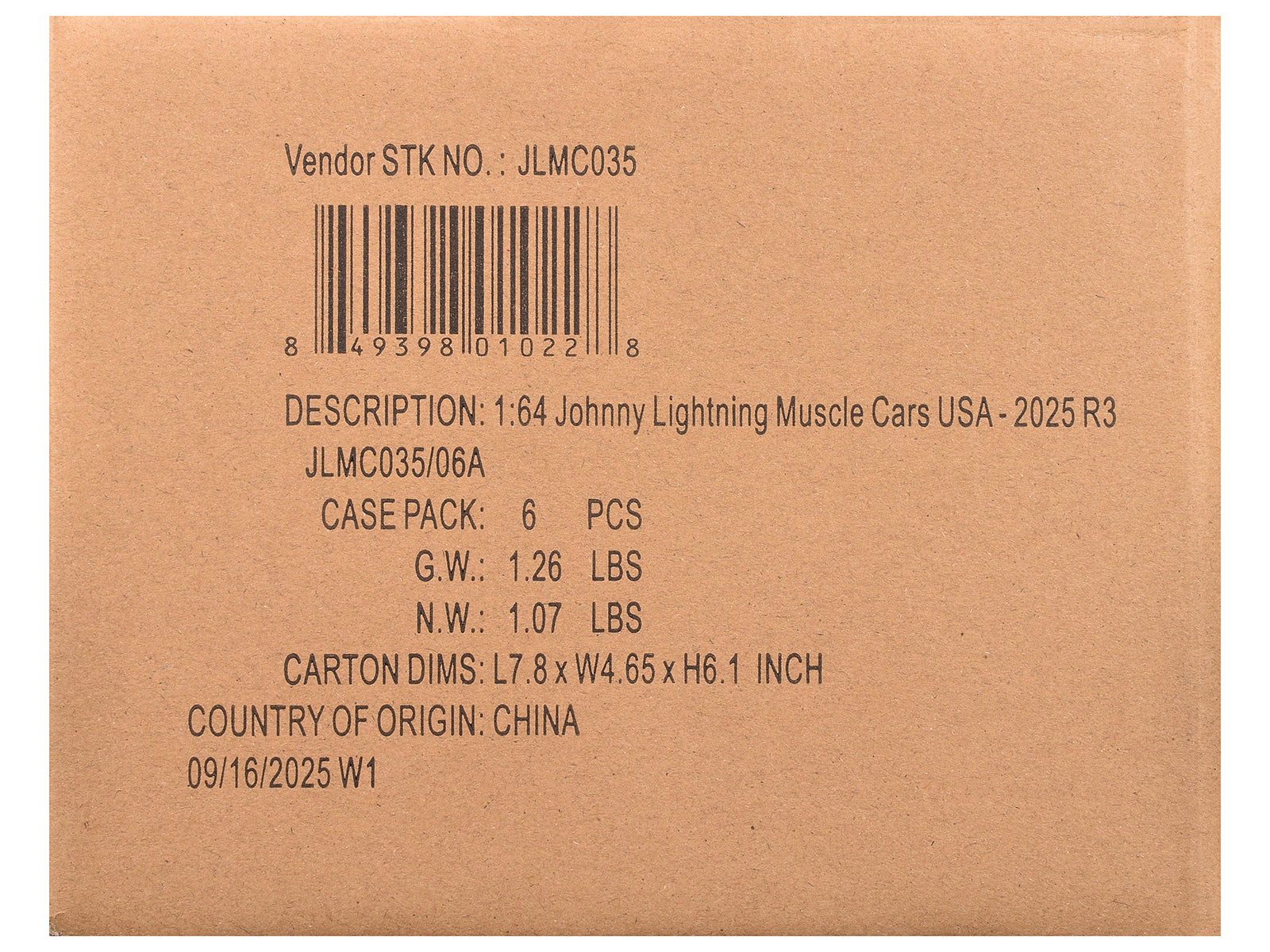 "Muscle Cars USA" 2025 Release 3 Set A of 6 pieces "MECUM Auctions" 1/64 Diecast Model Cars by Johnny Lightning