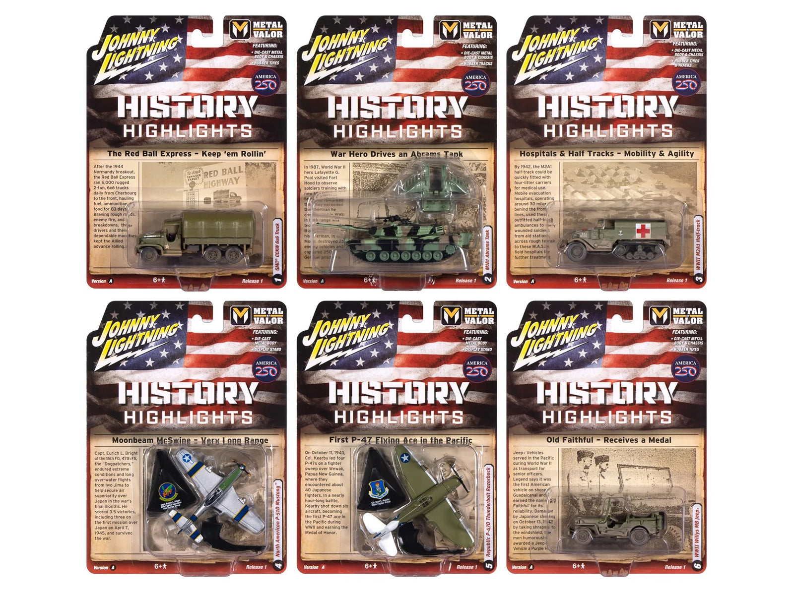 "Military" Set A of 6 pieces 2026 Release 1 Limited Edition 1/64 Diecast Model Cars by Johnny Lightning