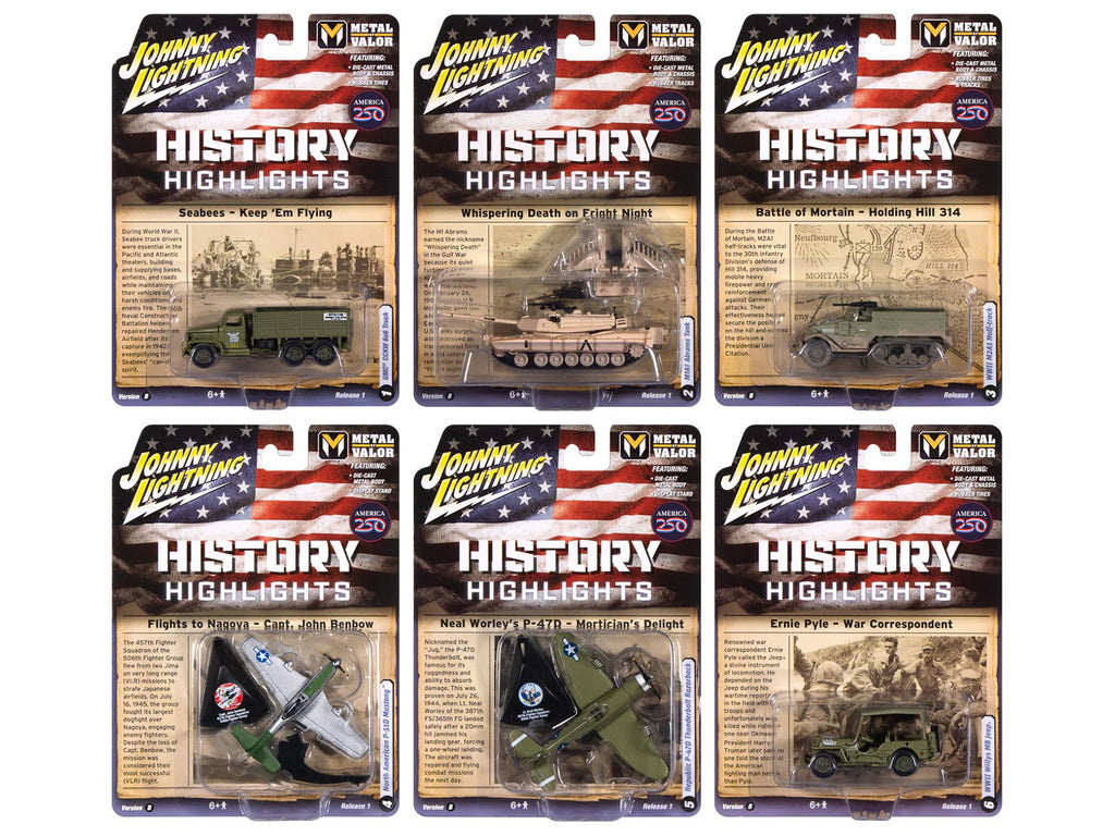 "Military" Set B of 6 pieces 2026 Release 1 Limited Edition 1/64 Diecast Model Cars by Johnny Lightning