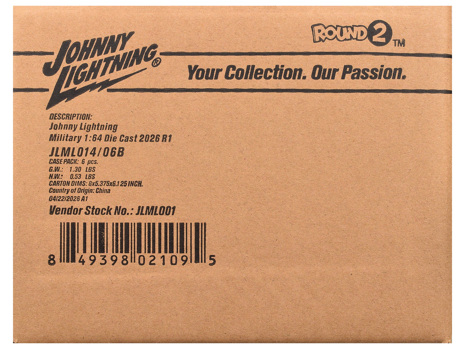 "Military" Set B of 6 pieces 2026 Release 1 Limited Edition 1/64 Diecast Model Cars by Johnny Lightning