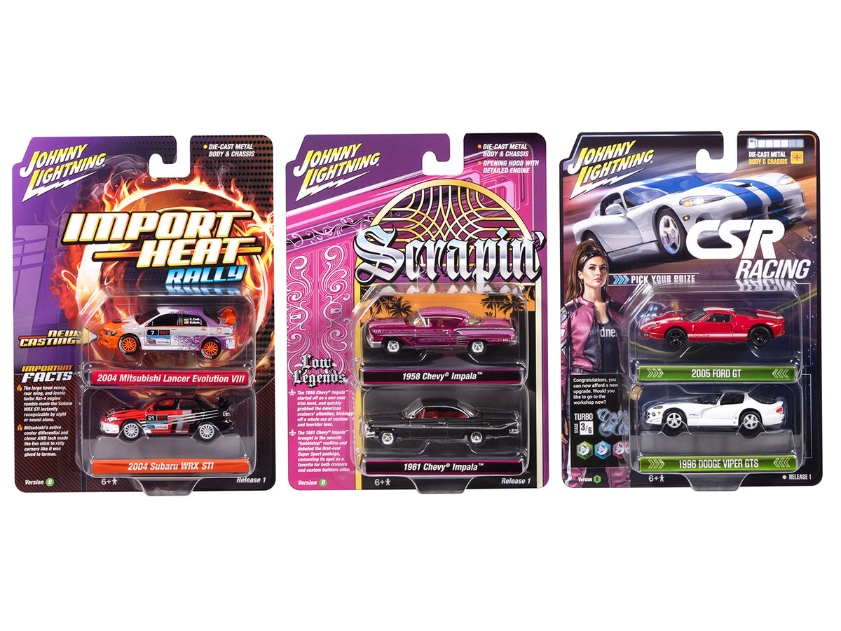 Johnny Lightning "2-Packs" 2026 Release 1 Set B of 6 pieces 1/64 Diecast Model Cars by Johnny Lightning