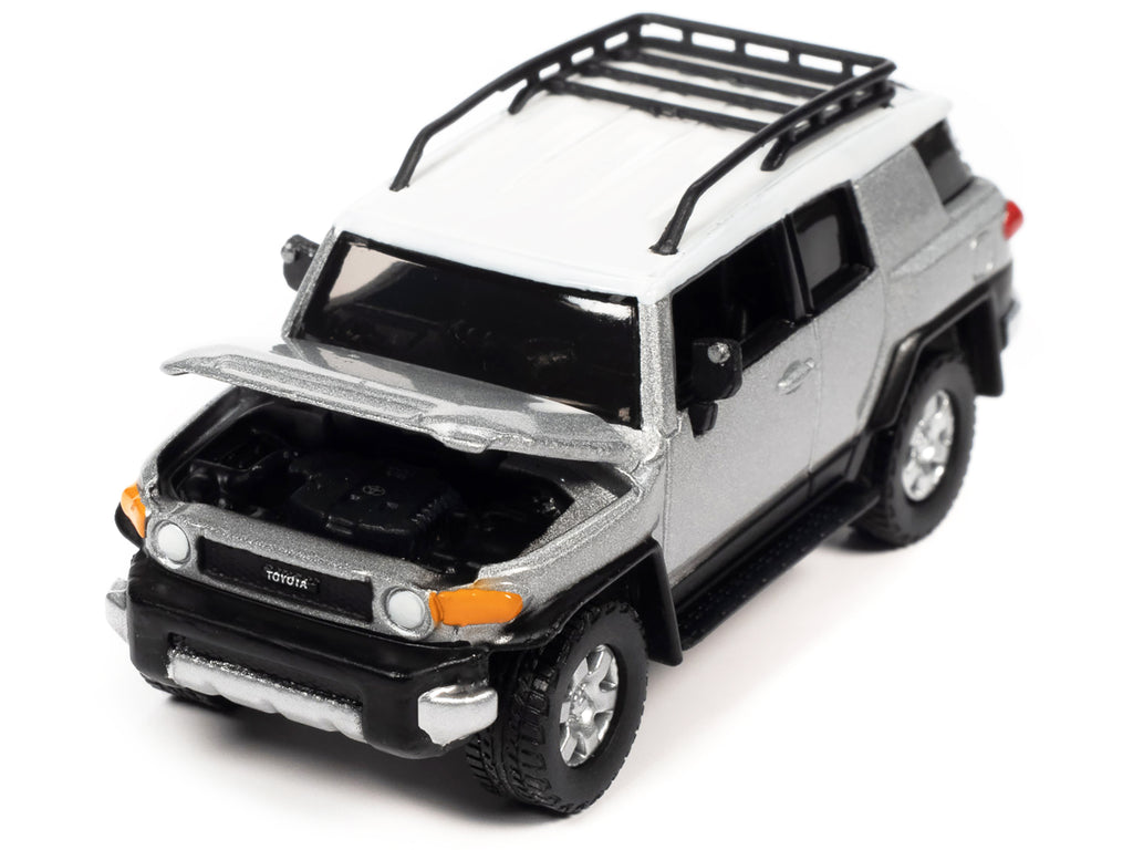 2007 Toyota FJ Cruiser Titanium Silver Metallic with White Top and Roofrack "Classic Gold Collection" Series Limited Edition 1/64 Diecast Model Car by Johnny Lightning - image 2
