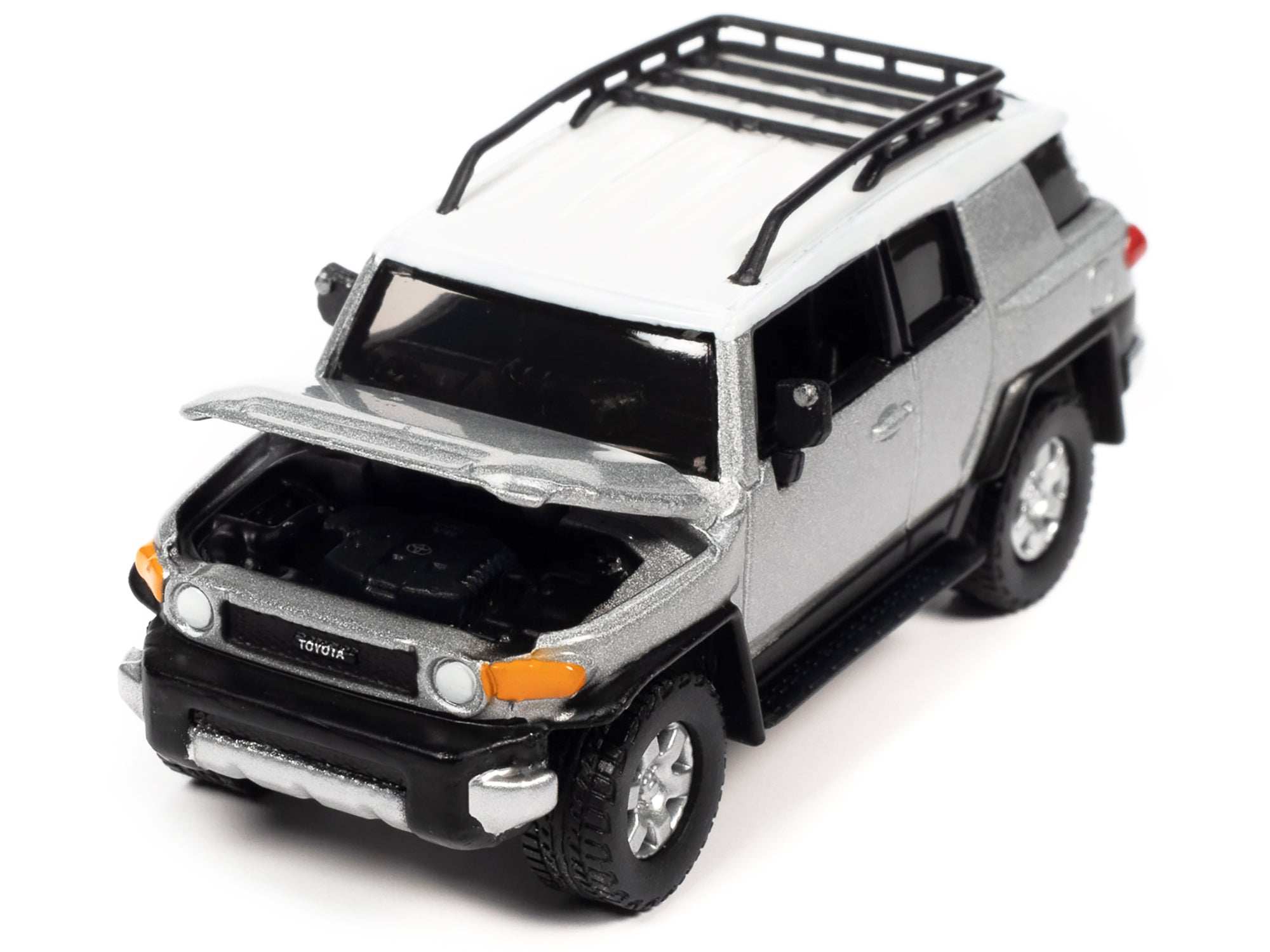 2007 Toyota FJ Cruiser Titanium Silver Metallic with White Top and Roofrack "Classic Gold Collection" Series Limited Edition 1/64 Diecast Model Car by Johnny Lightning - image 2