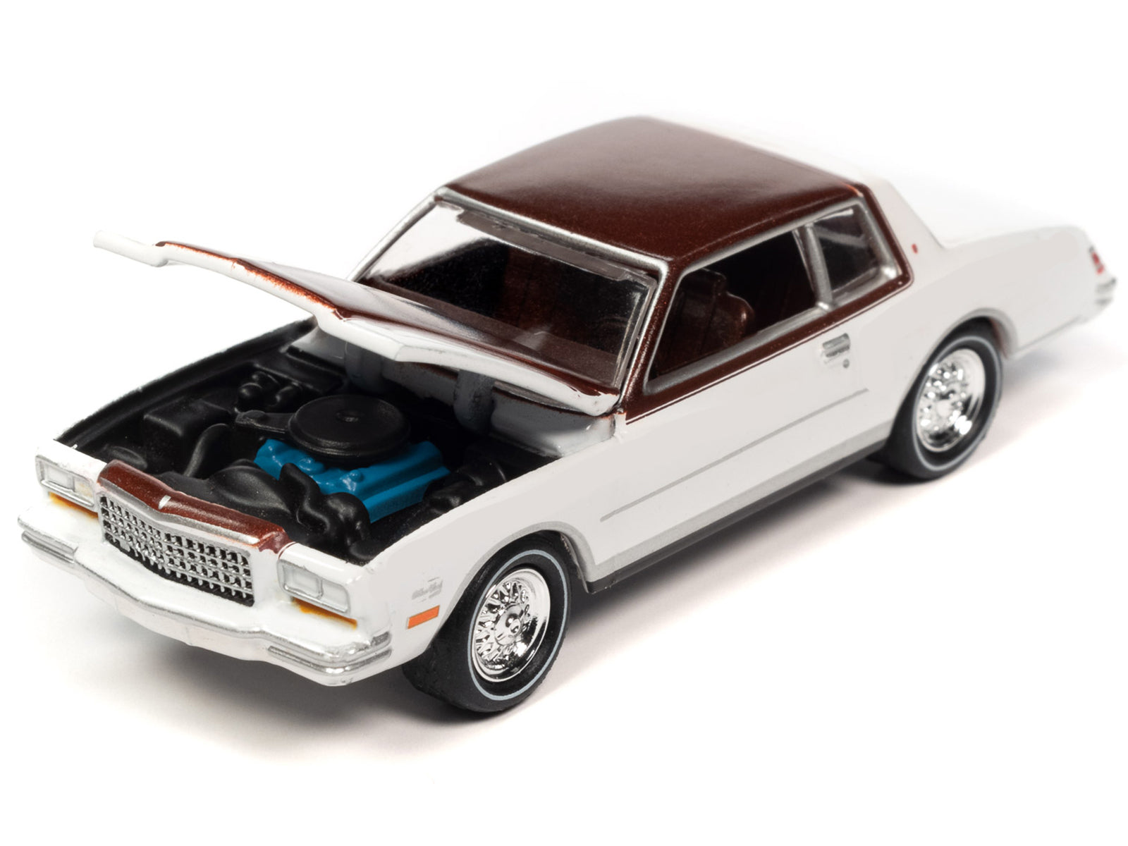 1980 Chevrolet Monte Carlo White and Dark Claret Brown Metallic Top and Hood Limited Edition to 3508 pieces Worldwide "OK Used Cars" 2023 Series 1/64 Diecast Model Car by Johnny Lightning - image 2
