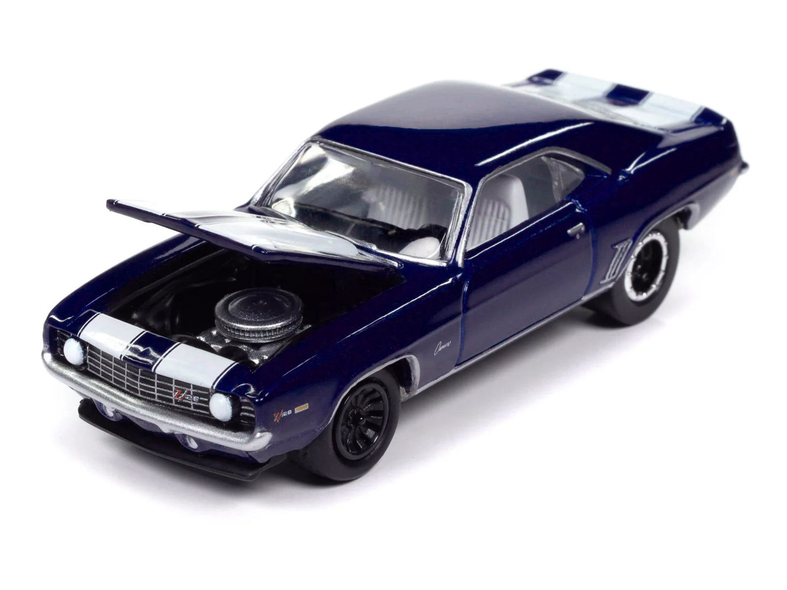 1969 Chevrolet Camaro Z28 Blue Metallic with White Stripes and Interior "Muscle Cars USA" Series 1/64 Diecast Model Car by Johnny Lightning - image 2