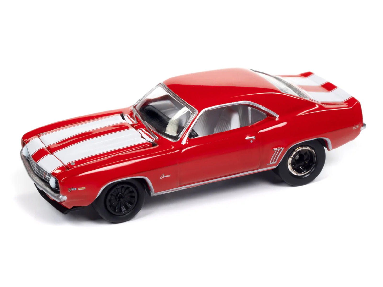 1969 Chevrolet Camaro Z28 Red with White Stripes and Interior "Muscle Cars USA" Series 1/64 Diecast Model Car by Johnny Lightning - image 3