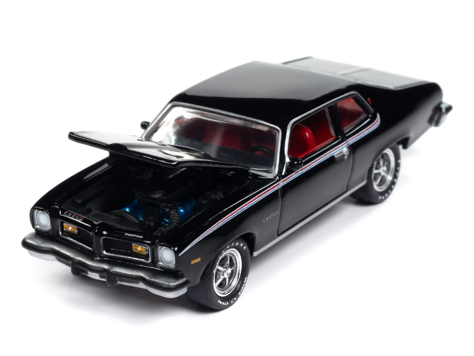 1974 Pontiac GTO Starlight Black with Red Interior "Muscle Cars USA" Series 1/64 Diecast Model Car by Johnny Lightning - image 3