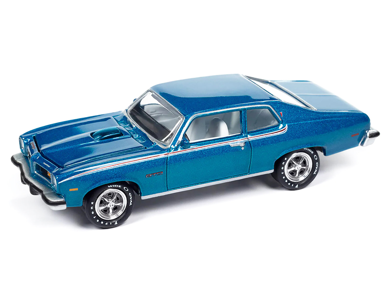 1974 Pontiac GTO Regatta Blue Metallic with White Interior "Muscle Cars USA" Series 1/64 Diecast Model Car by Johnny Lightning - image 3
