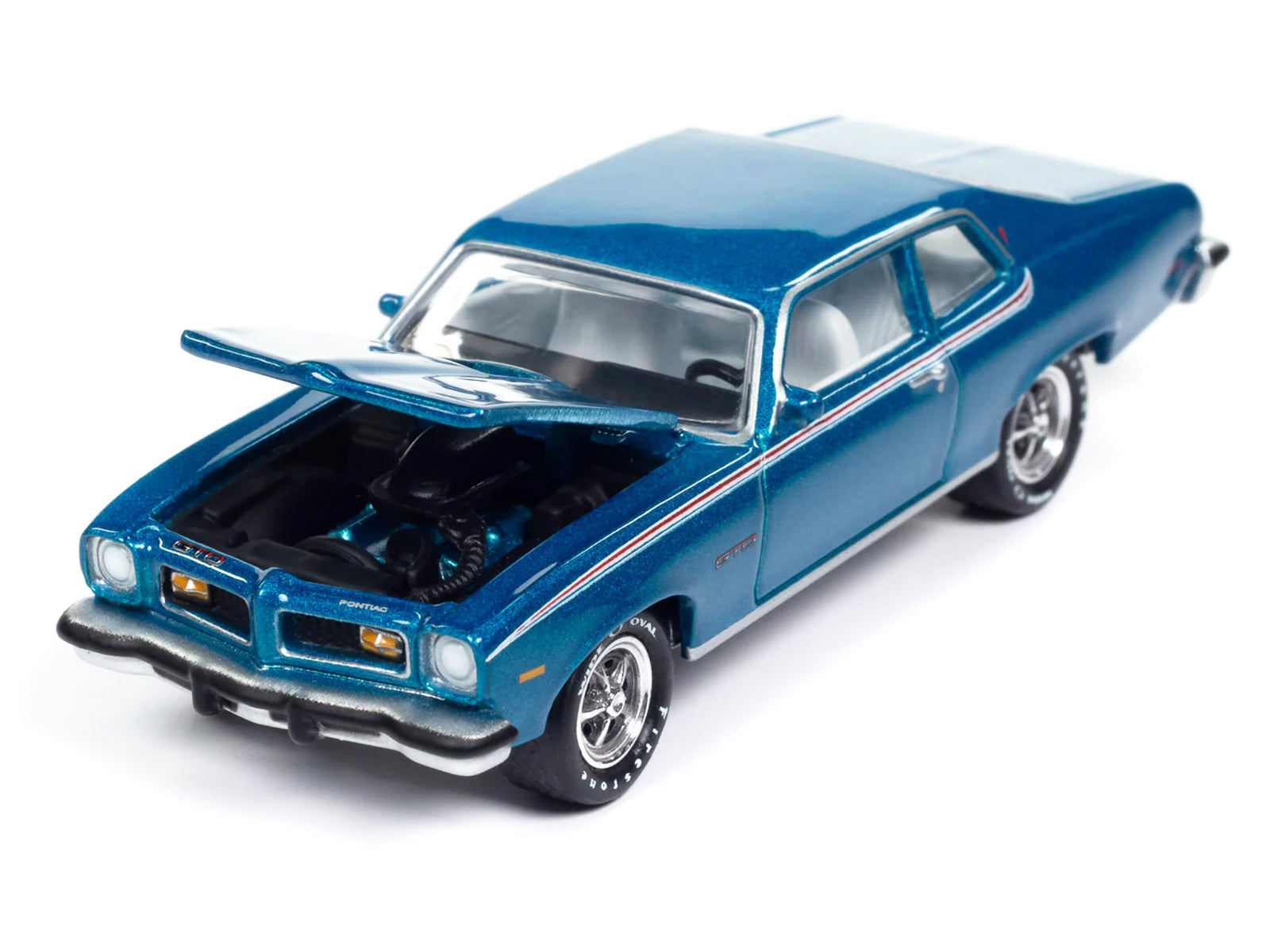 1974 Pontiac GTO Regatta Blue Metallic with White Interior "Muscle Cars USA" Series 1/64 Diecast Model Car by Johnny Lightning - image 2