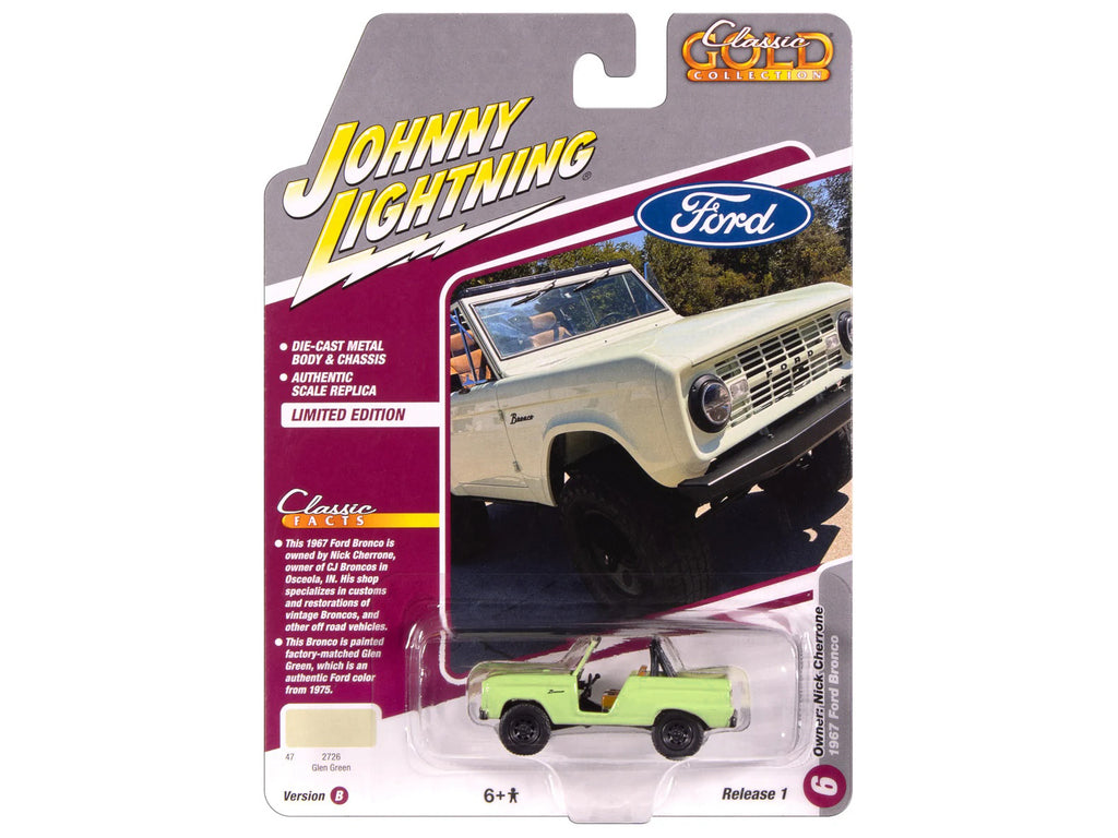 1967 Ford Bronco "Nick Cherrone" Glen Green "Classic Gold Collection" 1/64 Diecast Model Car by Johnny Lightning - image 3