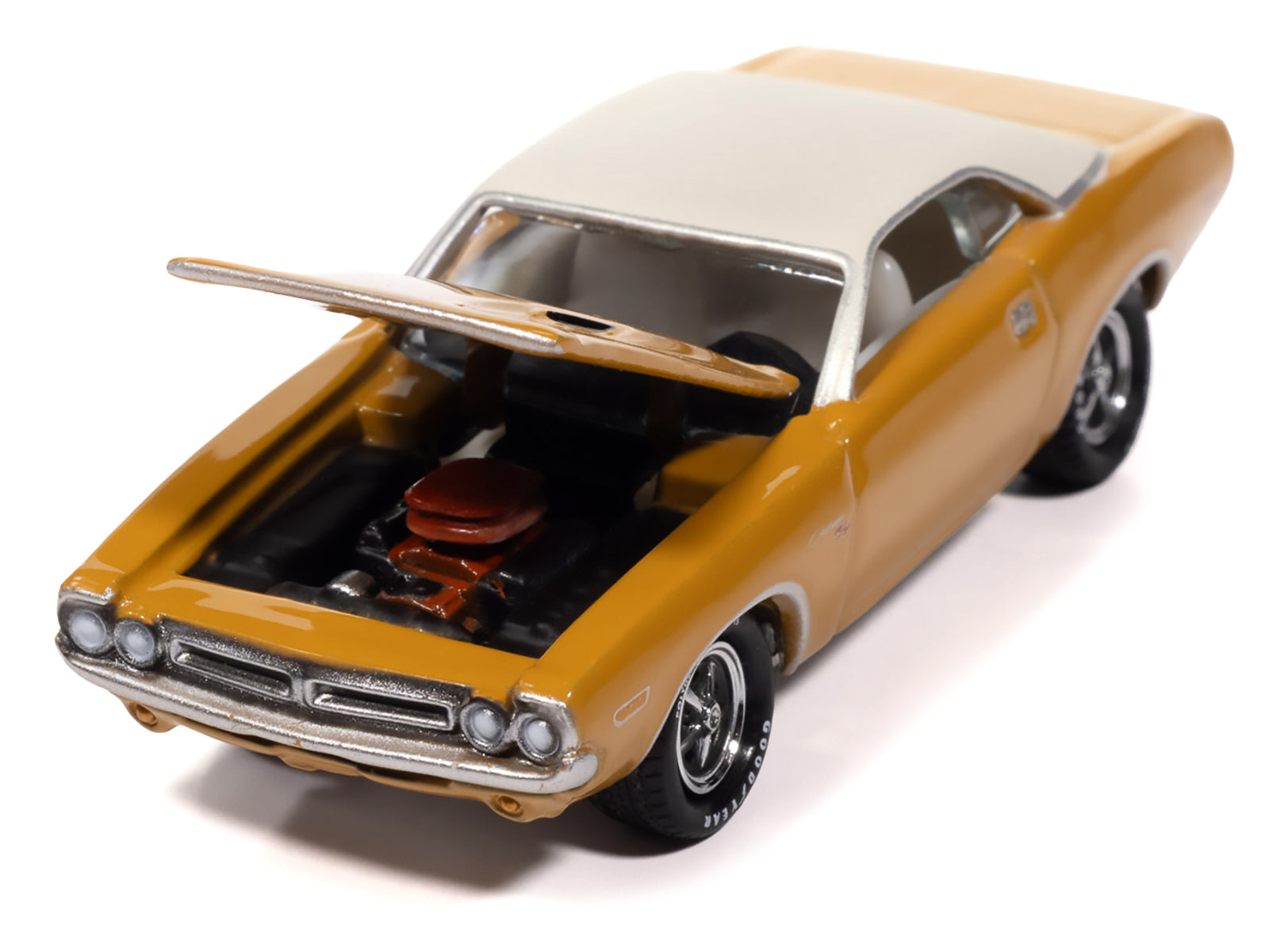 1971 Dodge Challenger R/T Butterscotch with White Top and Interior "Classic Gold Collection" 1/64 Diecast Model Car by Johnny Lightning - image 3