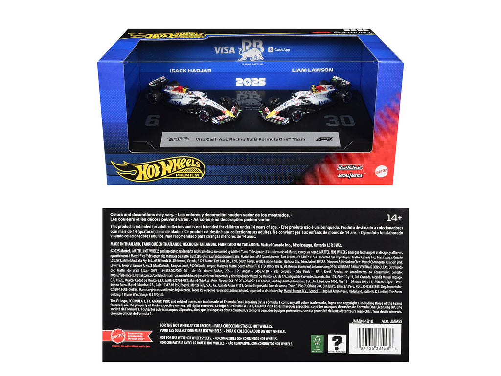 "Visa Cash App Racing Bulls Formula One Team" Formula One F1 World Championship (2025) 2 Piece Set Diecast Model Cars by Hot Wheels