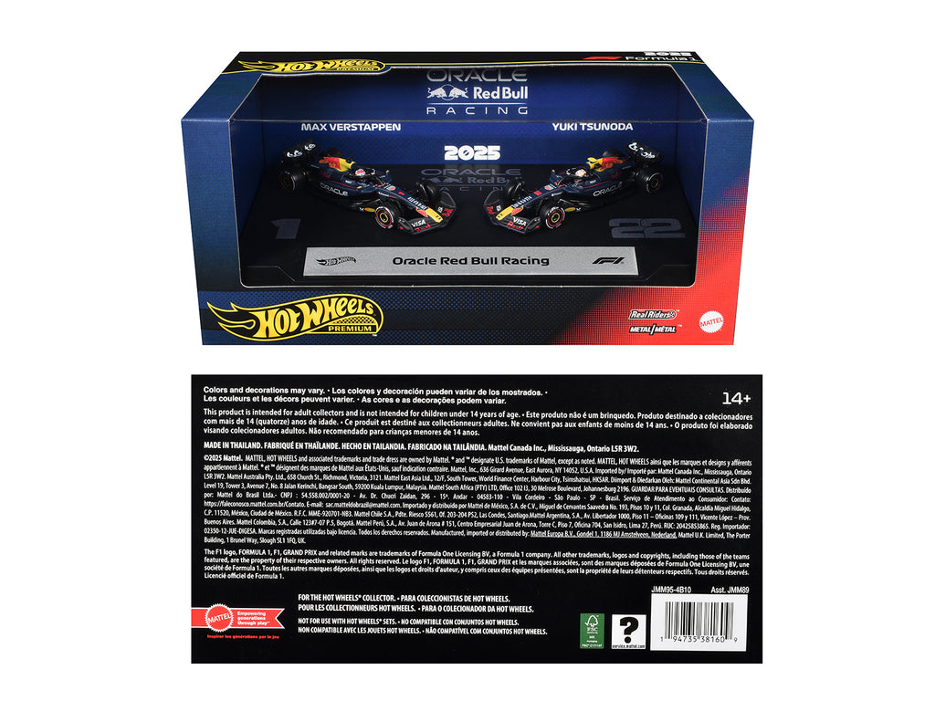 "Oracle Red Bull Racing" Formula One F1 World Championship (2025) 2 Piece Set Diecast Model Cars by Hot Wheels