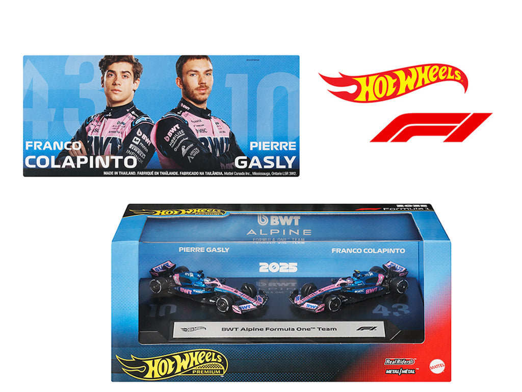 "BWT Alpine Formula One Team" Formula One F1 World Championship (2025) 2 Piece Set Diecast Model Cars by Hot Wheels