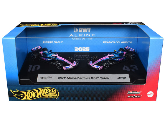 "BWT Alpine Formula One Team" Formula One F1 World Championship (2025) 2 Piece Set Diecast Model Cars by Hot Wheels