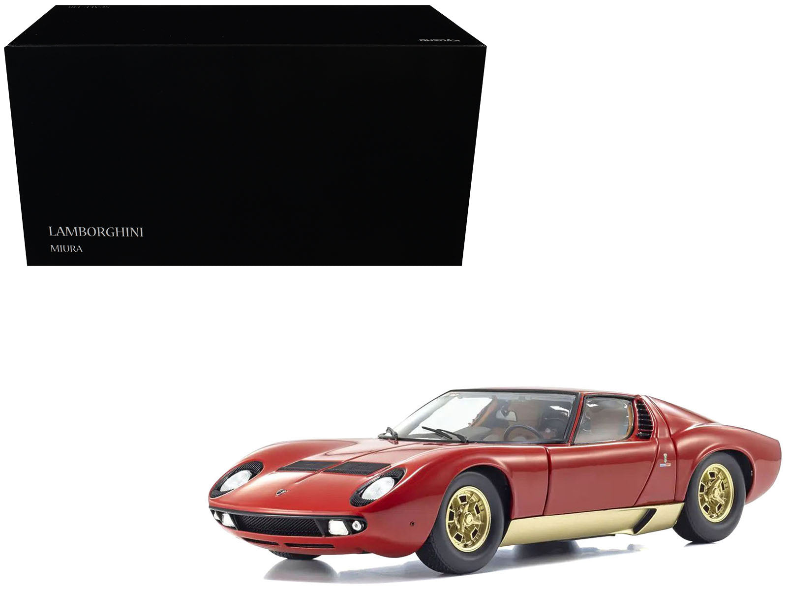 Lamborghini Miura P 400 Red with Gold Accents 1/18 Diecast Model Car by Kyosho