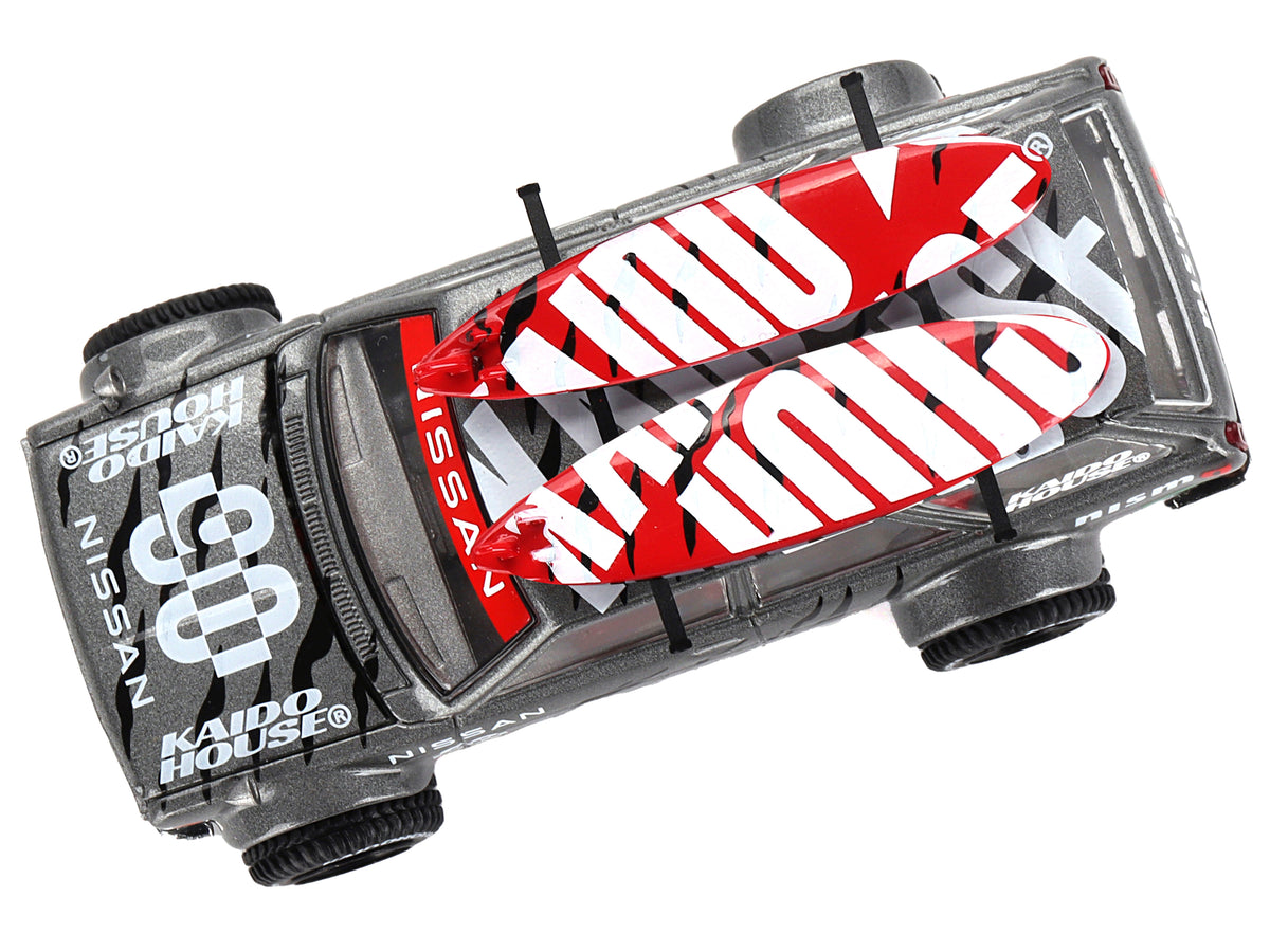 Datsun Kaido 510 Wagon 4x4 RHD (Right Hand Drive) "Kaido Offroad V1" Gray Metallic with Red Interior and Surfboards on Roof (Designed by Jun Imai) "Kaido House" Special 1/64 Diecast Model Car by Mini GT - image 5