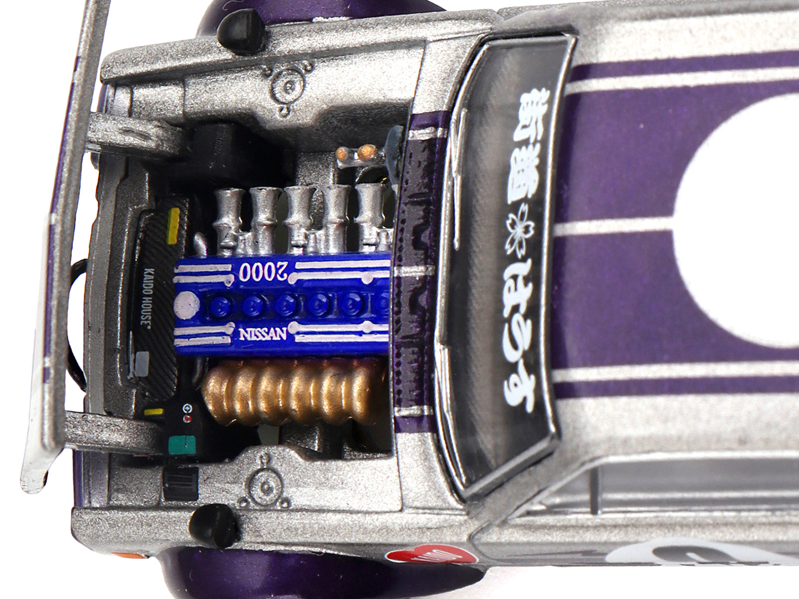 Nissan Skyline 2000GT-R (KPGC10) "Kaido Works V1" RHD (Right Hand Drive) #0 Silver Metallic with Purple Stripes (Designed by Jun Imai) "Kaido House" Special 1/64 Diecast Model Car by Mini GT - image 3