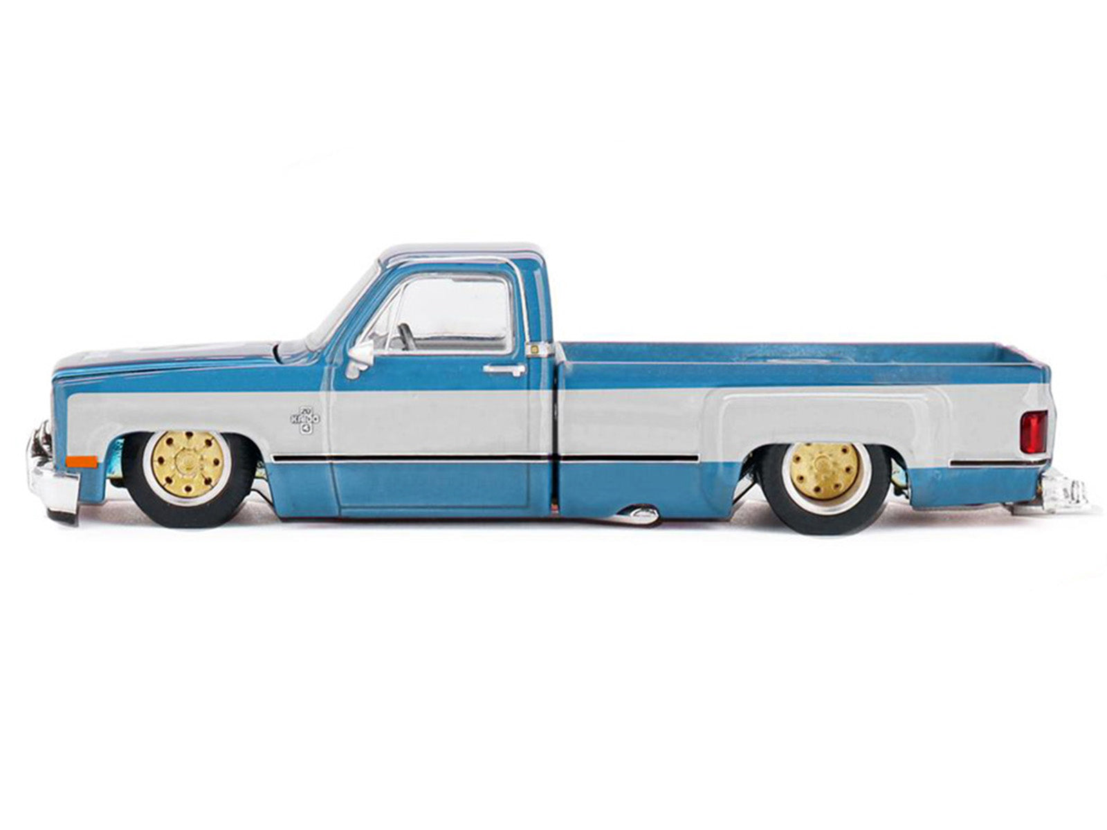 Chevrolet Silverado Dually Pickup Truck "Vintage Spec V1" Light Blue Metallic with White Sides and Interior (Designed by Jun Imai) "Kaido House" Special 1/64 Diecast Model Car by Mini GT - image 3