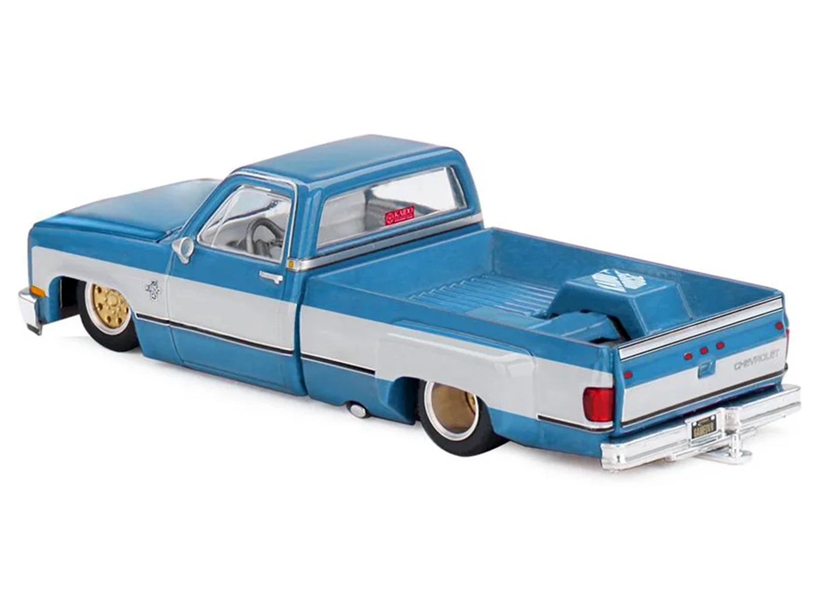 Chevrolet Silverado Dually Pickup Truck "Vintage Spec V1" Light Blue Metallic with White Sides and Interior (Designed by Jun Imai) "Kaido House" Special 1/64 Diecast Model Car by Mini GT - image 5