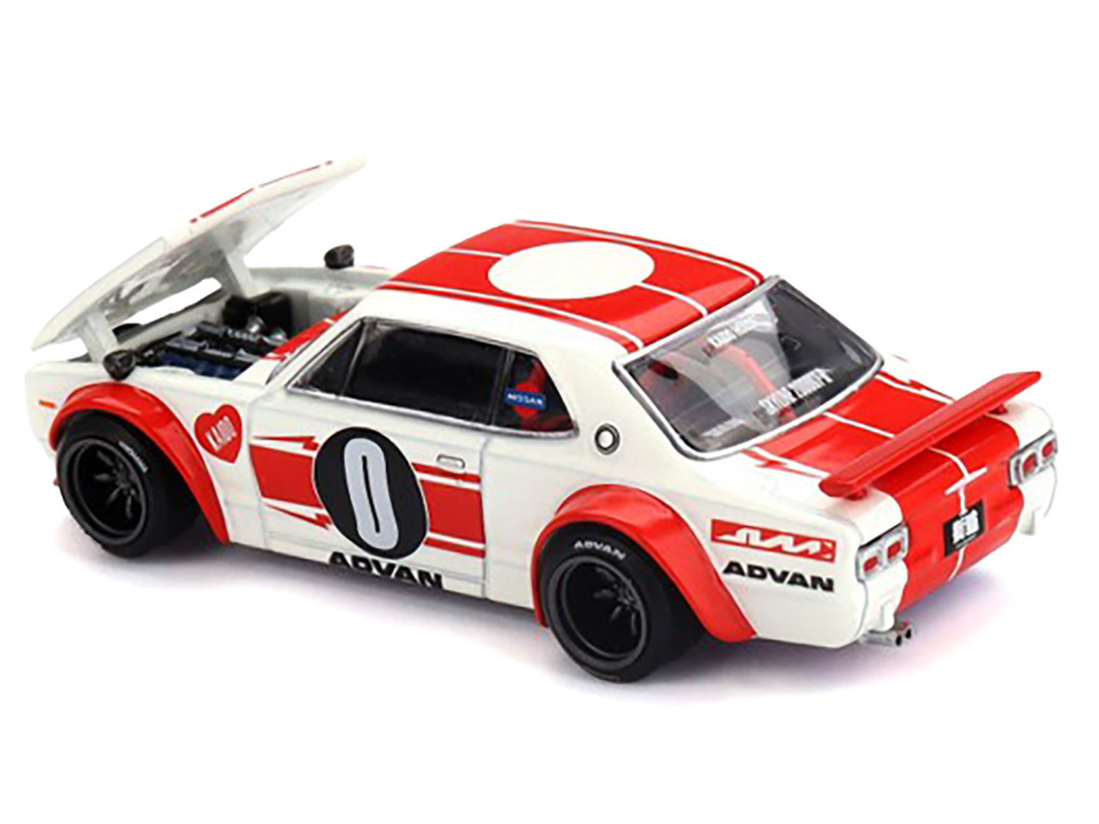 Nissan Skyline 2000GT-R (KPGC10) "Kaido Works V2" RHD (Right Hand Drive) White with Red Stripes (Designed by Jun Imai) "Kaido House" Special 1/64 Diecast Model Car by Mini GT - image 4