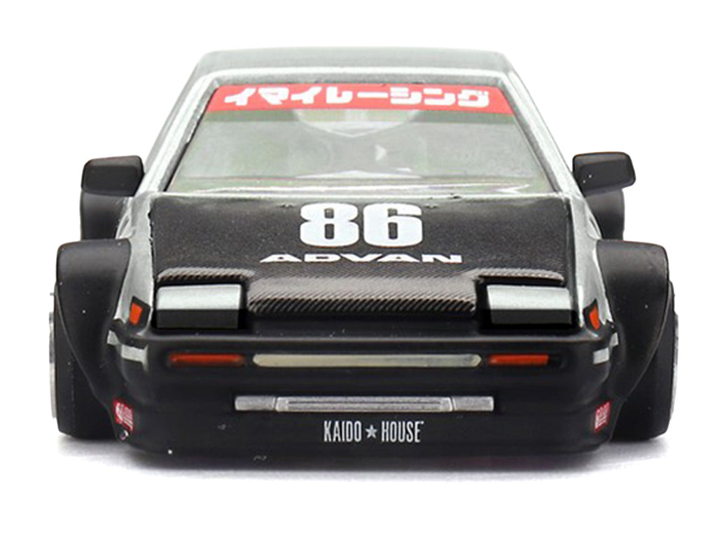 Toyota AE86 Sprinter Trueno RHD (Right Hand Drive) #86 "Kaido Street V2" Silver Metallic and Black with Carbon Hood and Graphics (Designed by Jun Imai) "Kaido House" 1/64 Die Cast Model Car by Mini GT - image 4