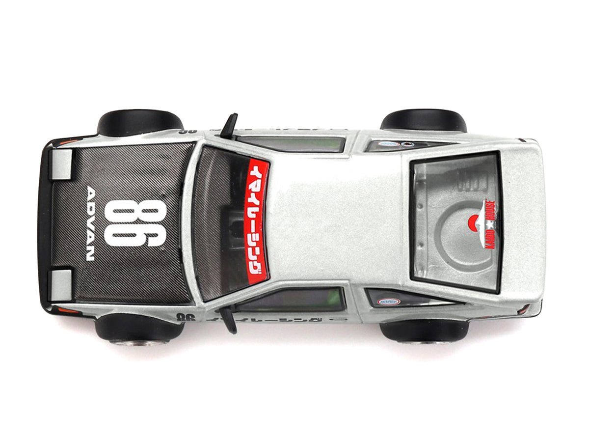 Toyota AE86 Sprinter Trueno RHD (Right Hand Drive) #86 "Kaido Street V2" Silver Metallic and Black with Carbon Hood and Graphics (Designed by Jun Imai) "Kaido House" 1/64 Die Cast Model Car by Mini GT - image 5