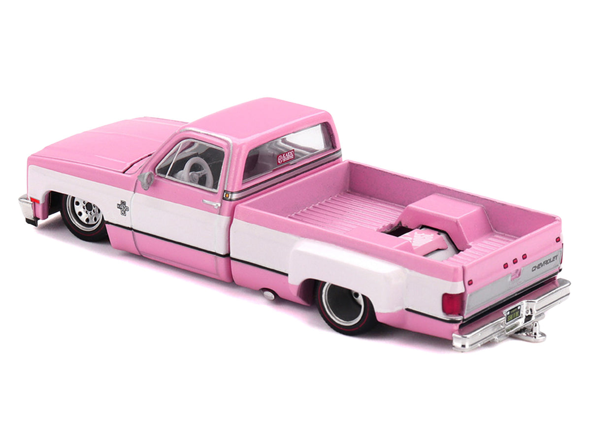 Chevrolet Silverado Dually Pickup Truck "Vintage Spec V2" Pink with White Sides (Designed by Jun Imai) "Kaido House" Special 1/64 Diecast Model Car by Mini GT - image 4