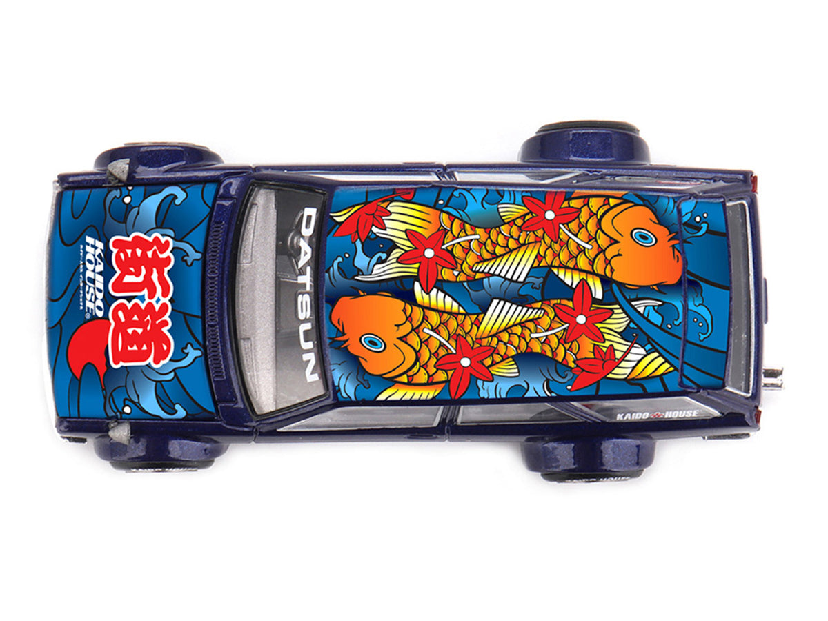 Datsun Kaido 510 Wagon RHD (Right Hand Drive) "Koi Wagon V1" Blue with Koi Fish Graphics (Designed by Jun Imai) "Kaido House" Special 1/64 Diecast Model Car by Mini GT - image 5