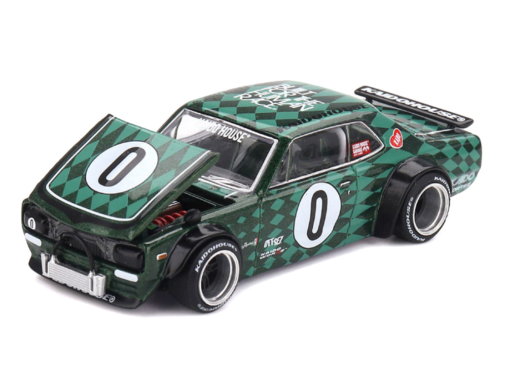 Nissan Skyline 2000GT-R (KPGC10) RHD (Right Hand Drive) #0 "Cortez V1" Green with Graphics (Designed by Jun Imai) "Kaido House" Special 1/64 Diecast Model Car by Mini GT - image 2