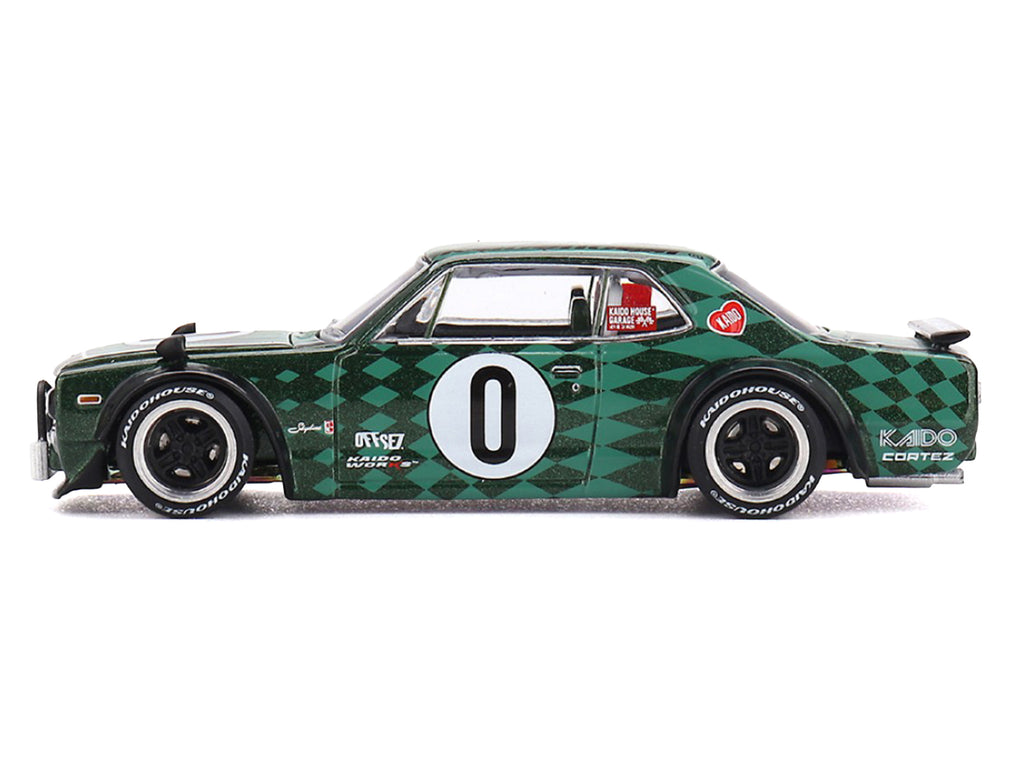 Nissan Skyline 2000GT-R (KPGC10) RHD (Right Hand Drive) #0 "Cortez V1" Green with Graphics (Designed by Jun Imai) "Kaido House" Special 1/64 Diecast Model Car by Mini GT - image 3