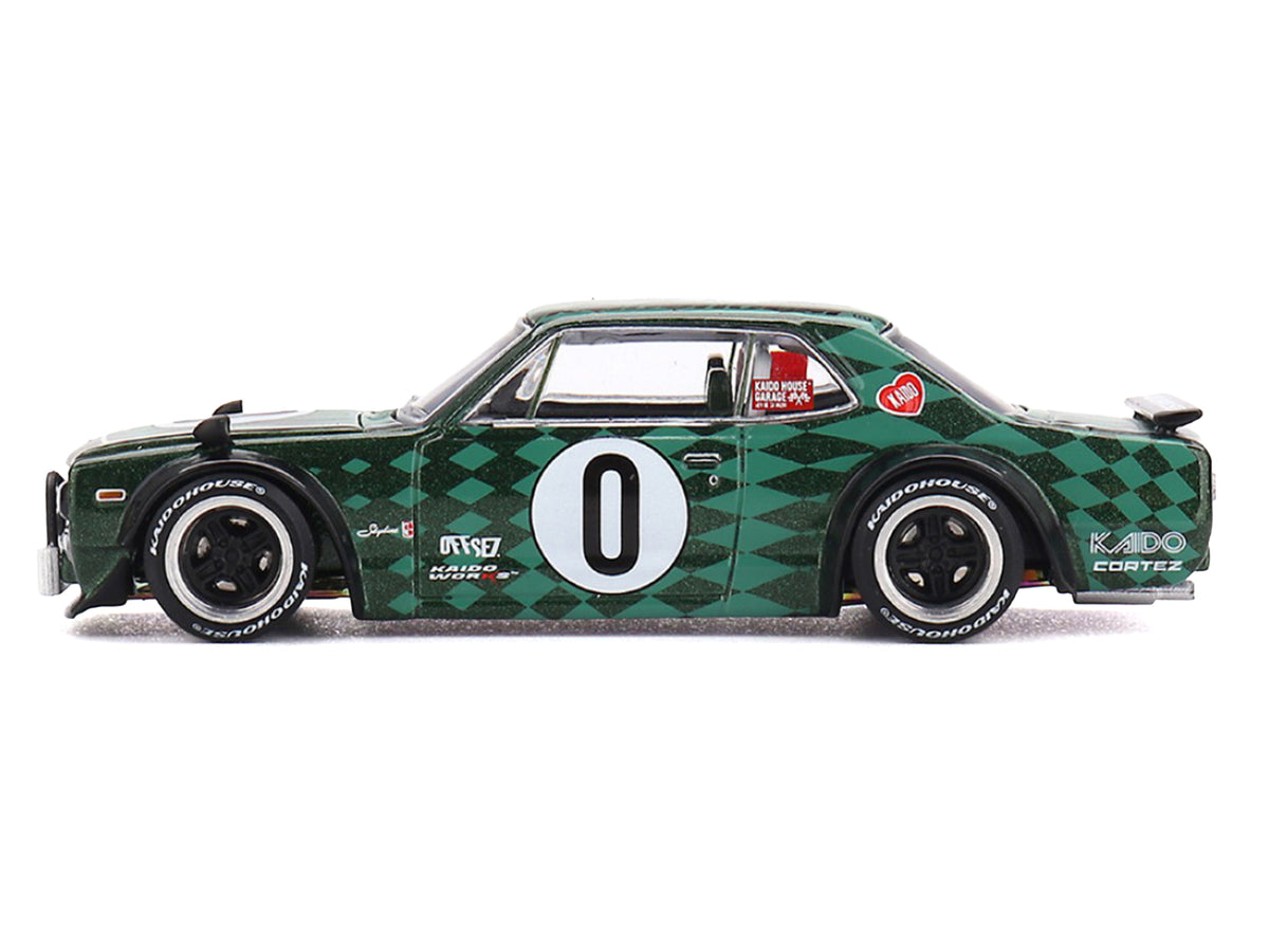 Nissan Skyline 2000GT-R (KPGC10) RHD (Right Hand Drive) #0 "Cortez V1" Green with Graphics (Designed by Jun Imai) "Kaido House" Special 1/64 Diecast Model Car by Mini GT - image 3