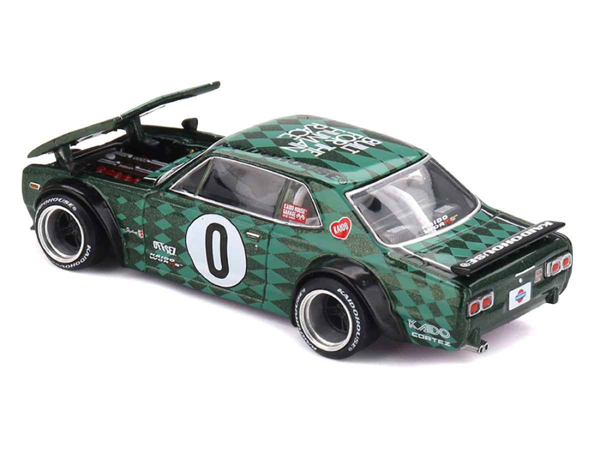 Nissan Skyline 2000GT-R (KPGC10) RHD (Right Hand Drive) #0 "Cortez V1" Green with Graphics (Designed by Jun Imai) "Kaido House" Special 1/64 Diecast Model Car by Mini GT - image 4
