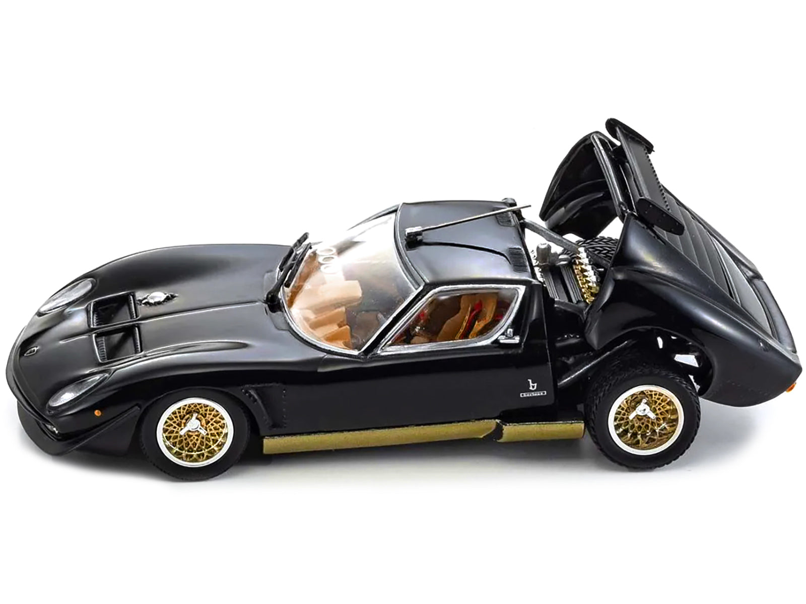 Lamborghini Miura SVR Black with Gold Accents and Wheels 1/43 Diecast Model Car by Kyosho - image 3