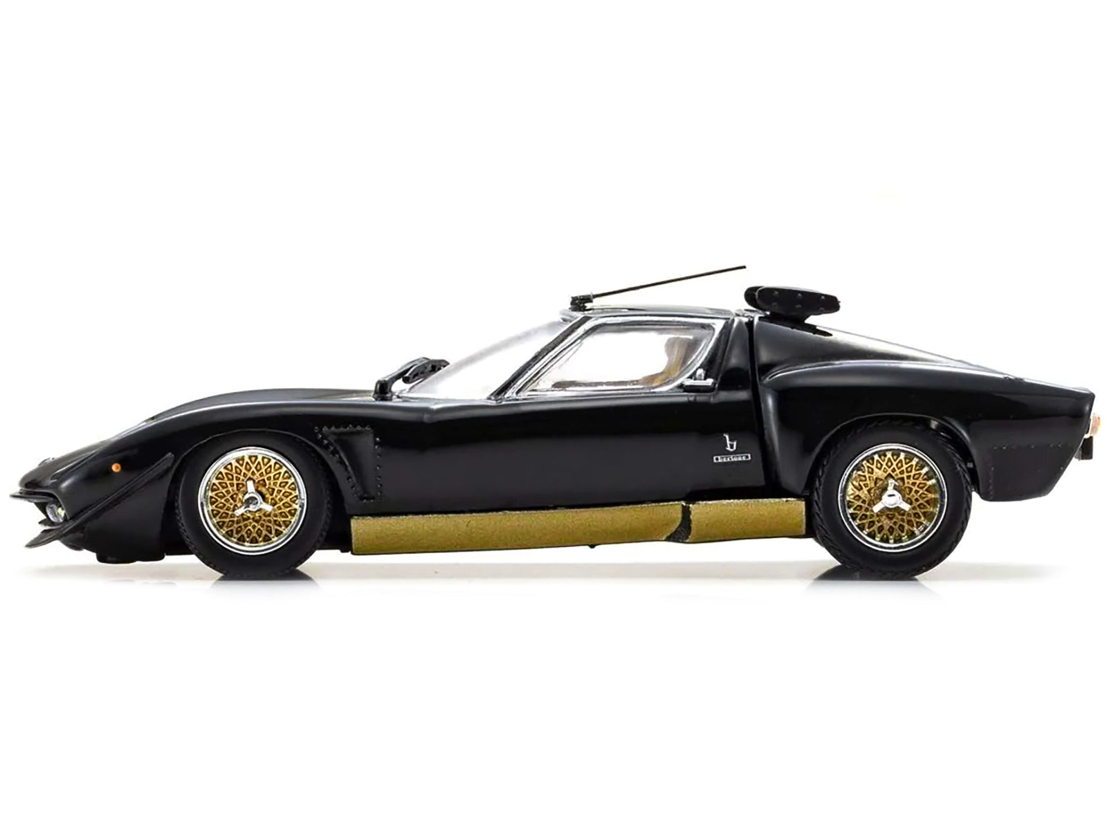 Lamborghini Miura SVR Black with Gold Accents and Wheels 1/43 Diecast Model Car by Kyosho - image 4