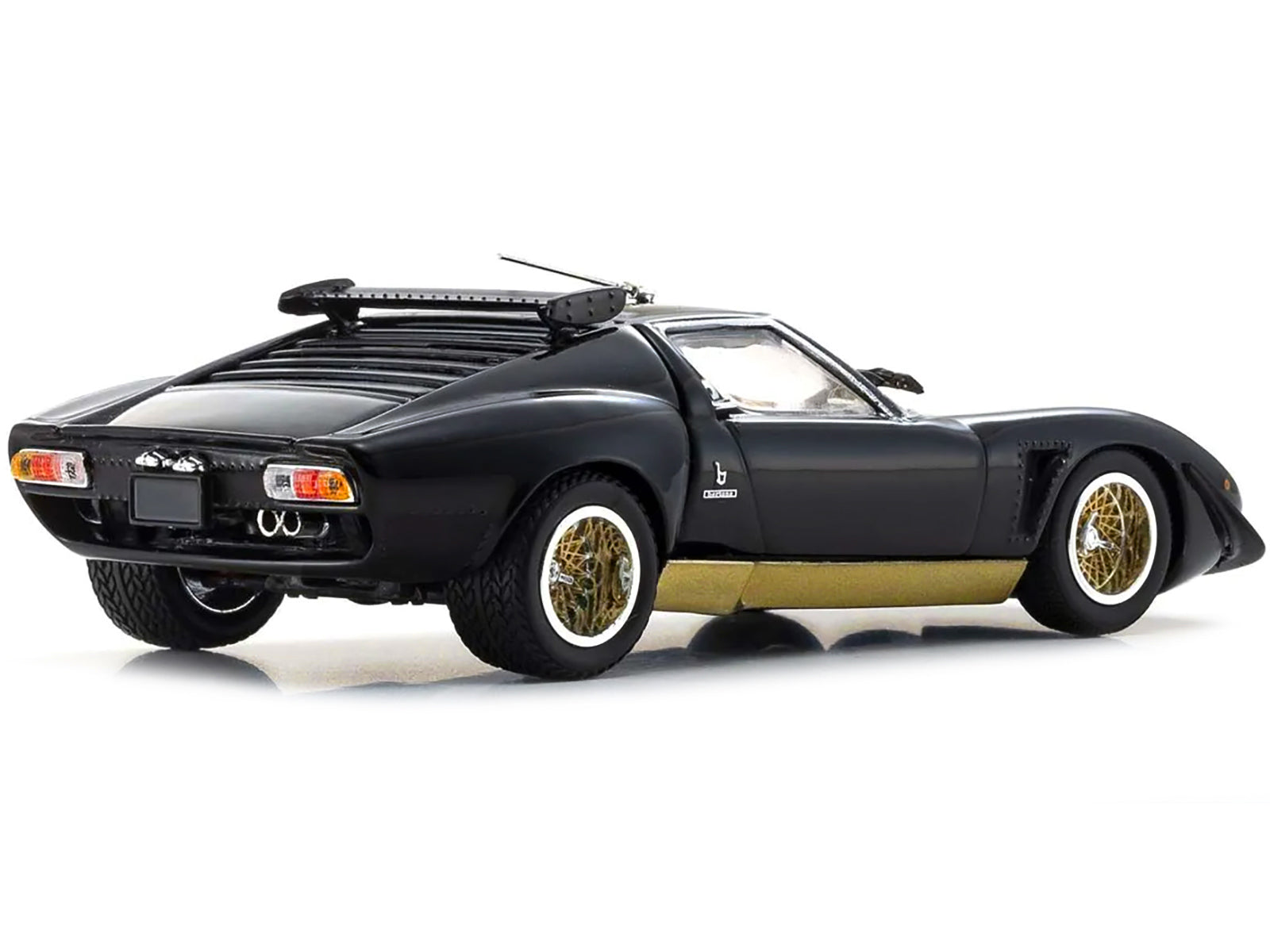 Lamborghini Miura SVR Black with Gold Accents and Wheels 1/43 Diecast Model Car by Kyosho - image 5