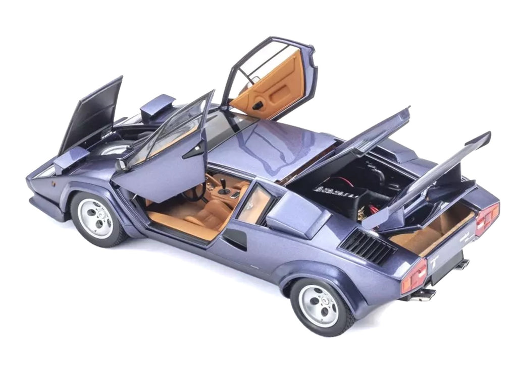 Lamborghini Countach LP 5000 Quattrovalvole Dark Blue Metallic 1/18 Diecast Model Car by Kyosho
