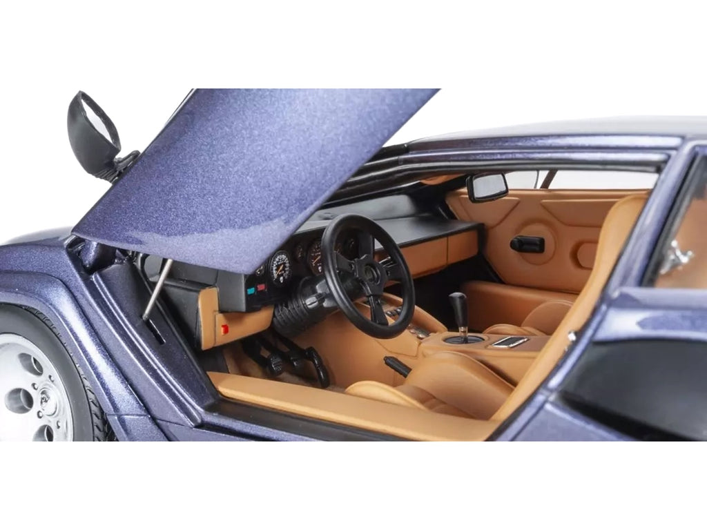 Lamborghini Countach LP 5000 Quattrovalvole Dark Blue Metallic 1/18 Diecast Model Car by Kyosho