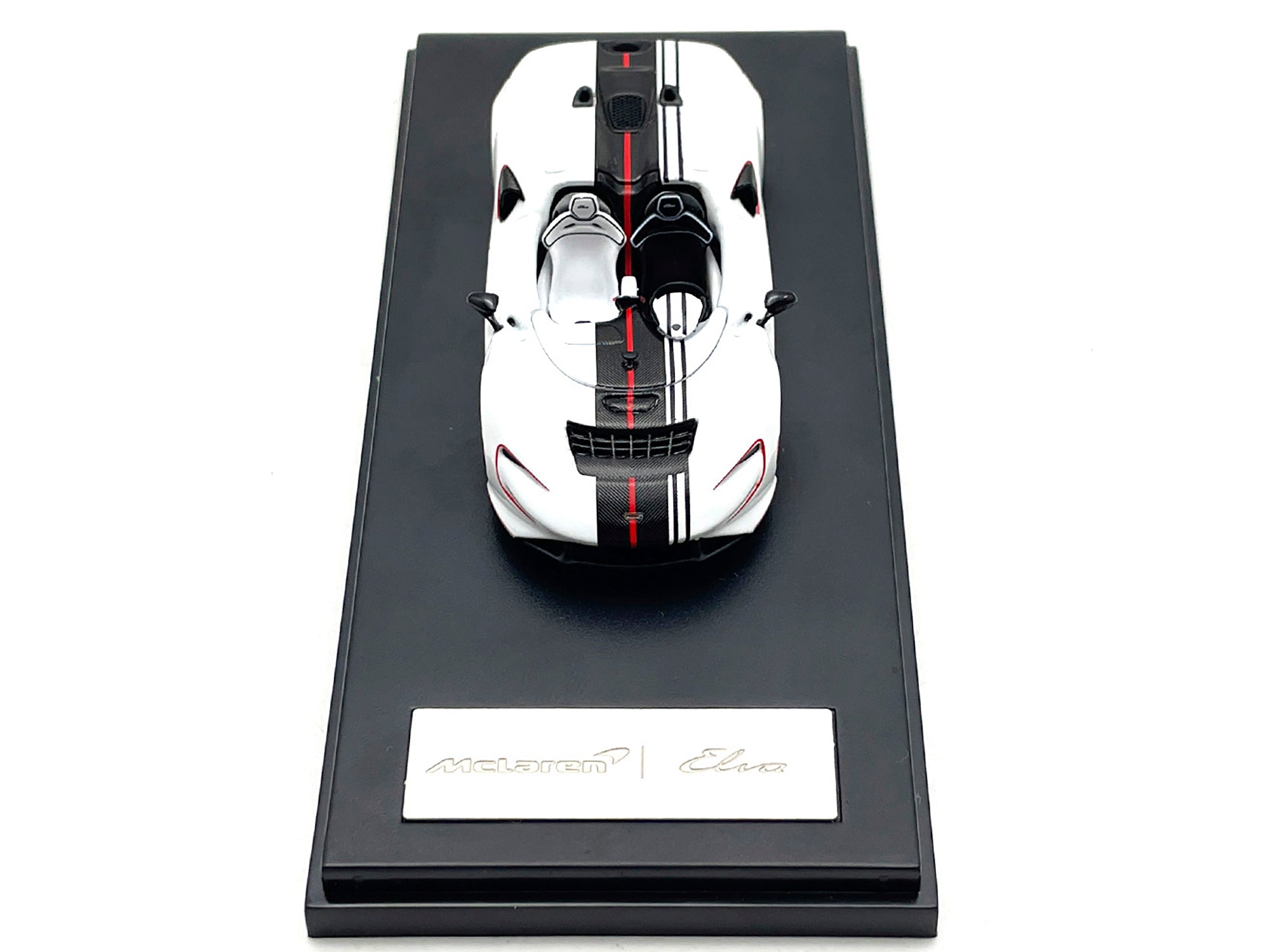 McLaren Elva Convertible White with Carbon and Red Stripes 1/64 Diecast Model Car by LCD Models - image 4