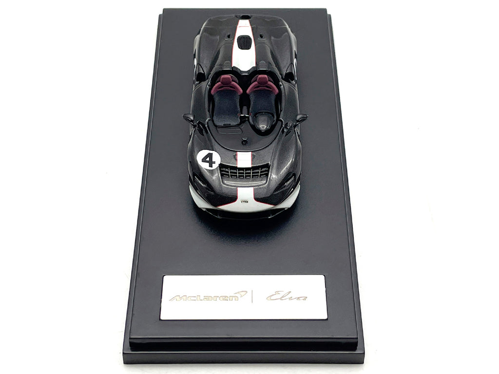 McLaren Elva Convertible #4 Carbon Black with White and Red Stripes 1/64 Diecast Model Car by LCD Models - image 4