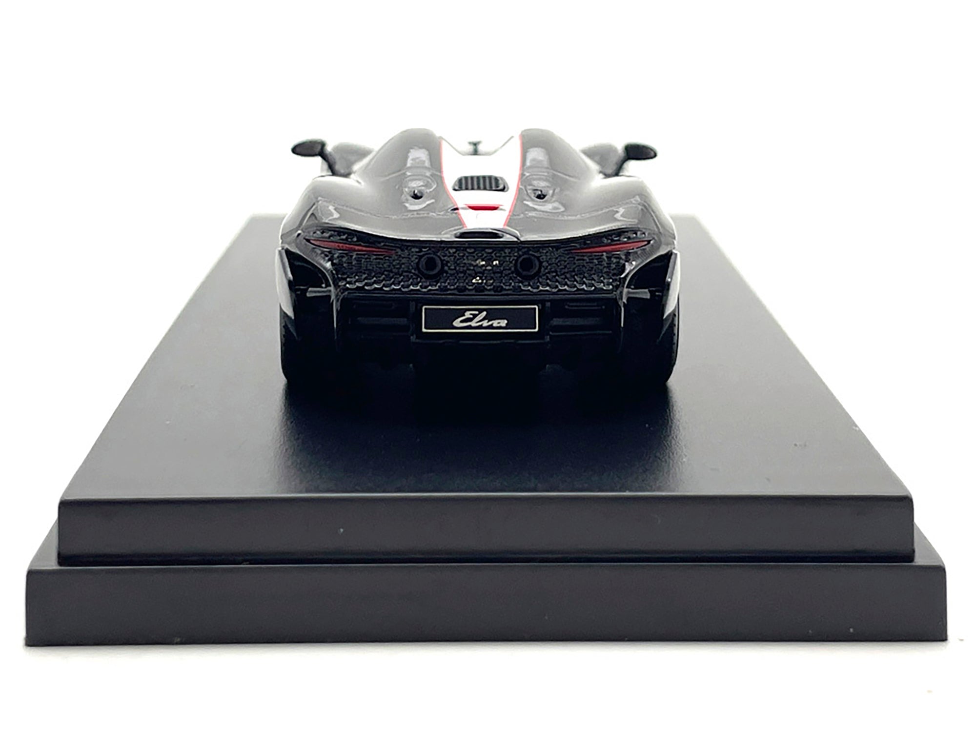 McLaren Elva Convertible #4 Carbon Black with White and Red Stripes 1/64 Diecast Model Car by LCD Models - image 3