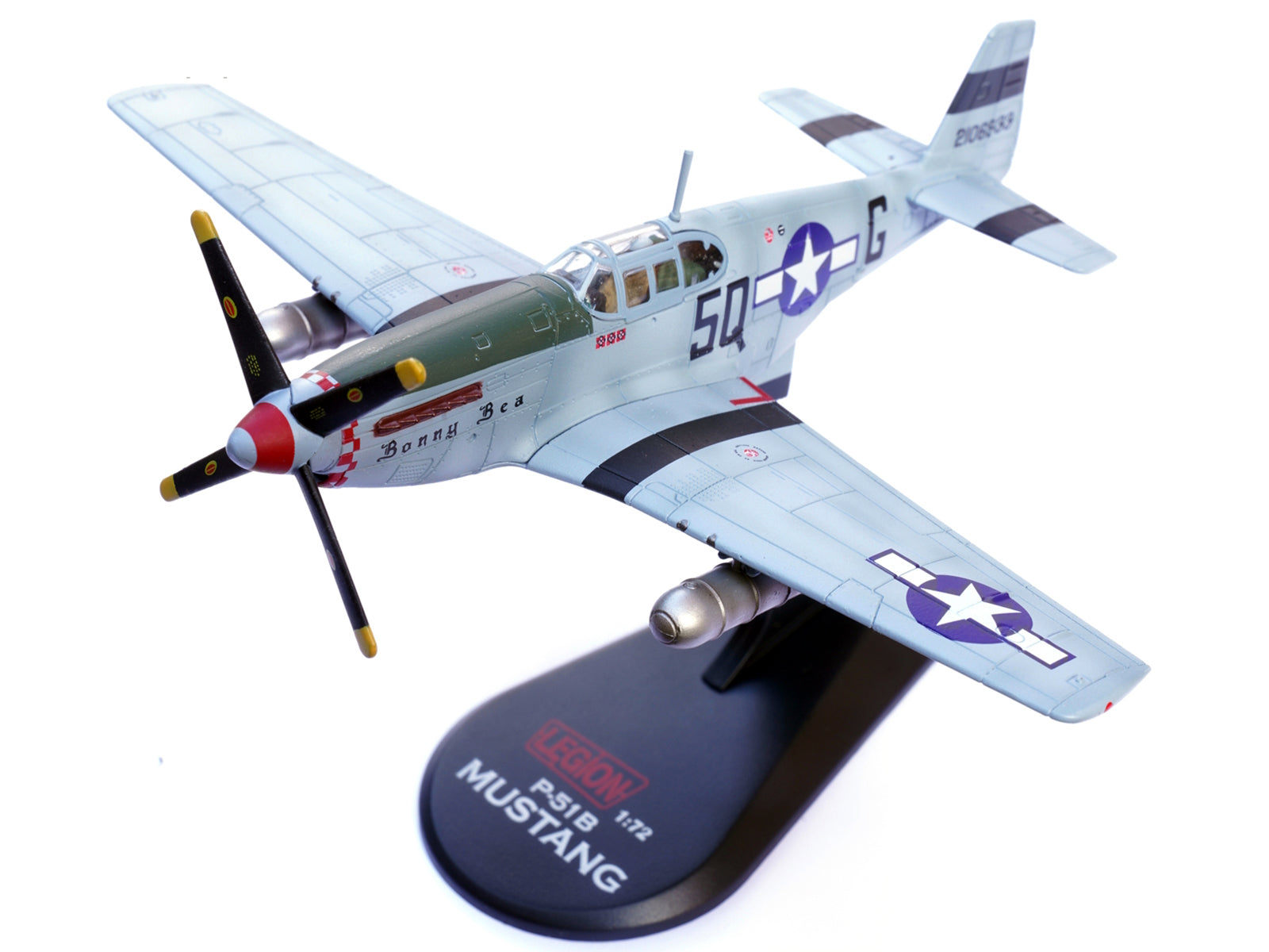 North American P-51B Mustang Aircraft "Bonny Bea 504th Fighter Squadron 339th Fighter Group" (1944) United States Army Air Forces 1/72 Diecast Model Airplane by Legion - image 4