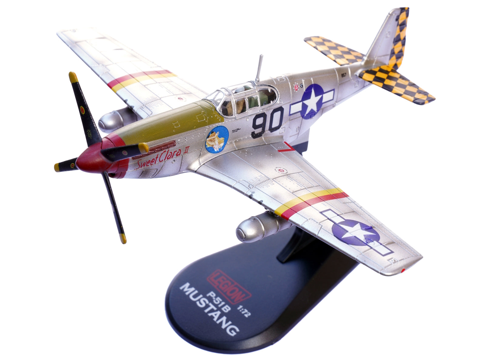 North American P-51B Mustang Aircraft "Sweet Clara II 319th Fighter Squadron 325th Fighter Group" (1944) United States Army Air Forces 1/72 Diecast Model Airplane by Legion - image 4