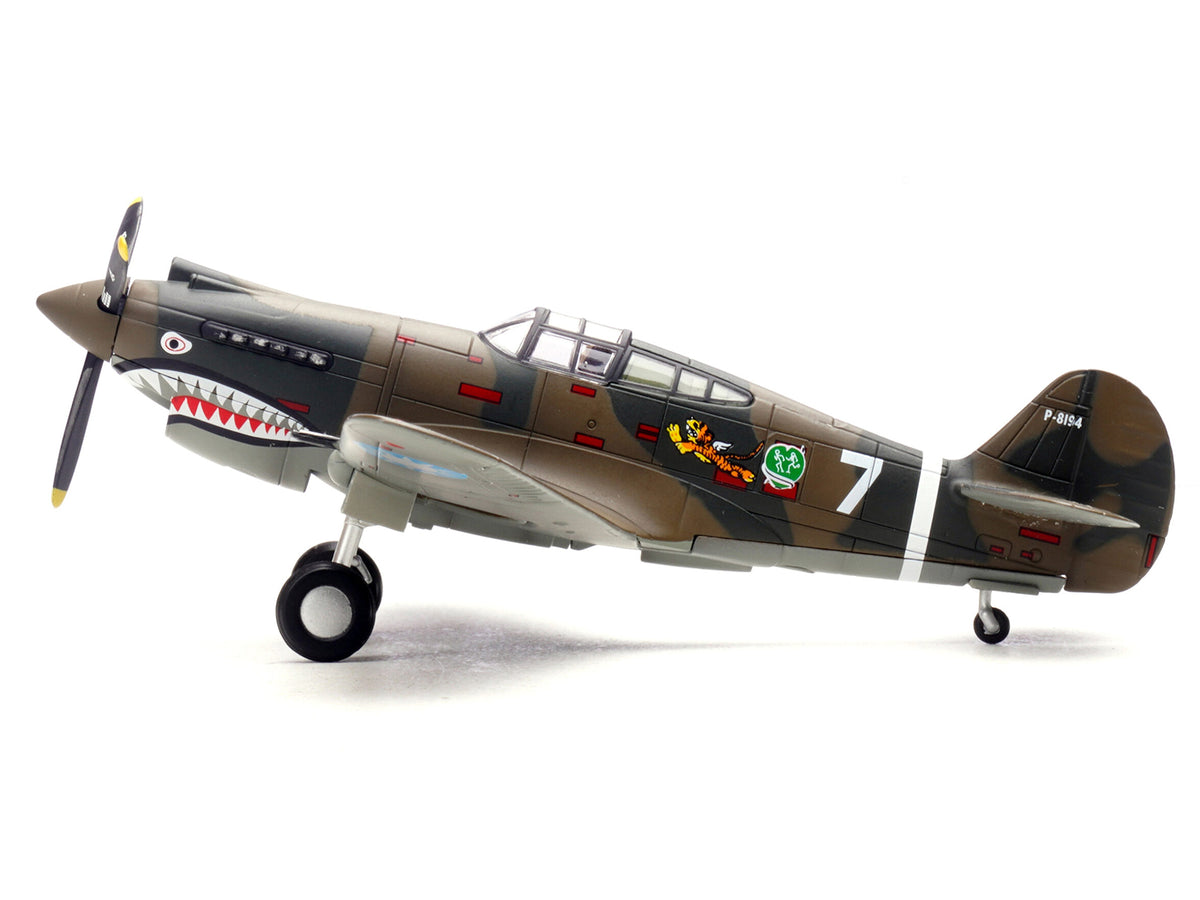 Curtiss P-40B/C Warhawk Fighter Aircraft "White 7 1st Squadron Flying Tigers Chinese Air Force" (1942) 1st American Volunteer Group 1/72 Diecast Model Airplane by Legion - image 2