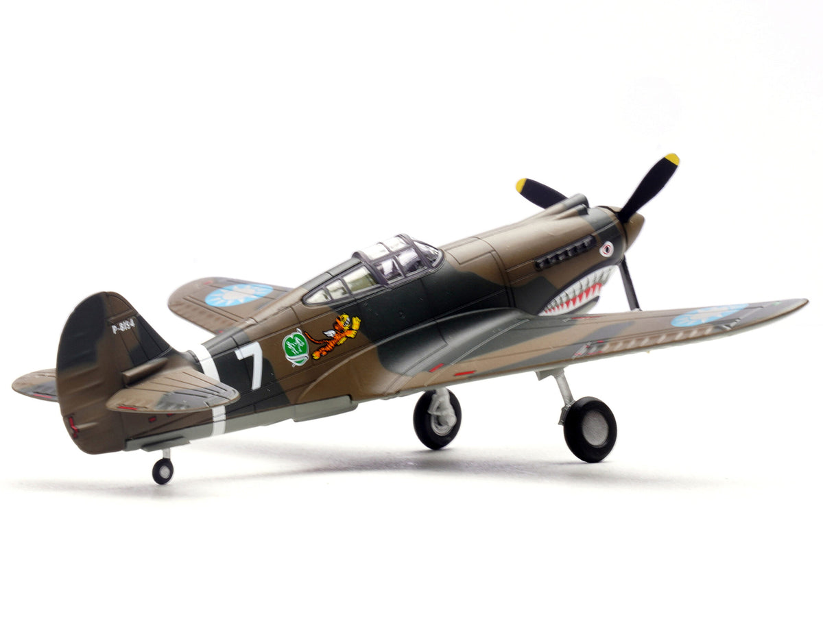 Curtiss P-40B/C Warhawk Fighter Aircraft "White 7 1st Squadron Flying Tigers Chinese Air Force" (1942) 1st American Volunteer Group 1/72 Diecast Model Airplane by Legion - image 4