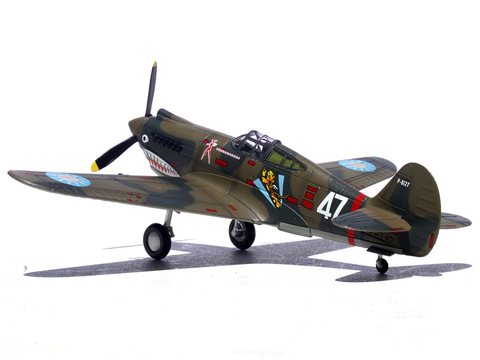 Curtiss P-40B/C Warhawk Fighter Aircraft "White 47 Robert T. Smith 3rd Squadron Hell's Angels Chinese Air Force Burma" (1942) 1st American Volunteer Group 1/72 Diecast Model Airplane by Legion - image 3