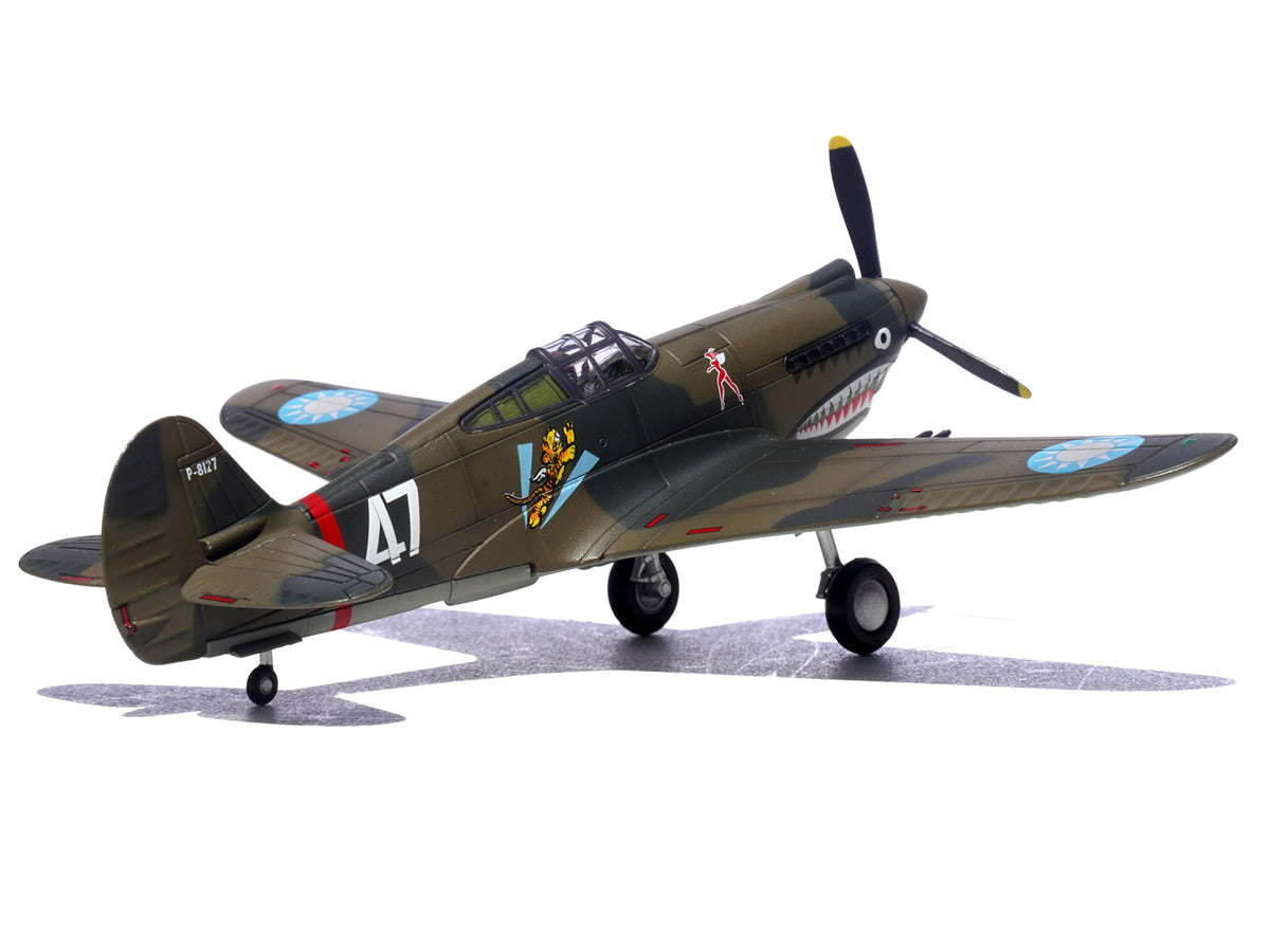 Curtiss P-40B/C Warhawk Fighter Aircraft "White 47 Robert T. Smith 3rd Squadron Hell's Angels Chinese Air Force Burma" (1942) 1st American Volunteer Group 1/72 Diecast Model Airplane by Legion - image 4