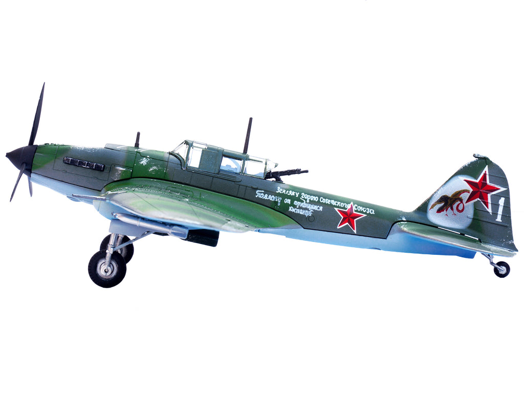 Ilyushin IL-2M3 Sturmovik Aircraft Green Camouflage "Double Hero of the Soviet Union Ivan Pavlov" Soviet Air Force 1/72 Diecast Model Airplane by Legion - image 2