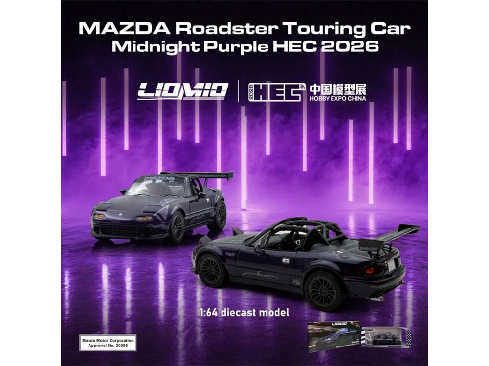 Mazda Roadster Touring Car RHD (Right Hand Drive) Midnight Purple Metallic "Hobby Expo China 2026 Event Edition" 1/64 Diecast Model Car by Liomio