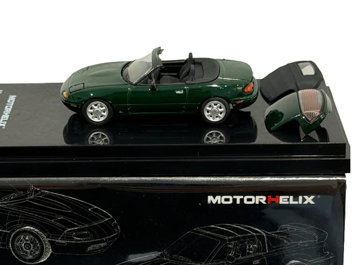 Mazda MX-5 Miata (NA) Convertible British Racing Green 1/64 Diecast Model Car by MotorHelix